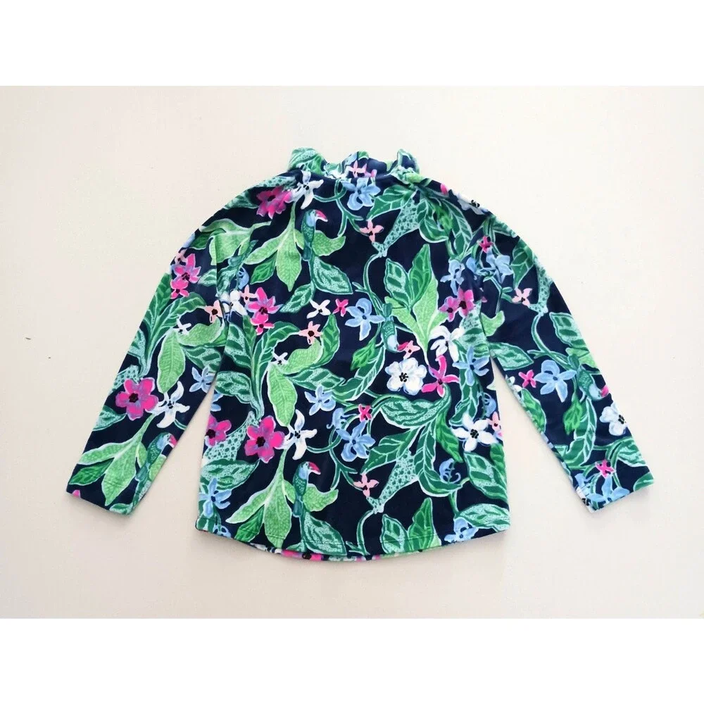 Lilly Pulitzer Velour Set Girls Little Skipper Popover /Mallie Pant L 9-10